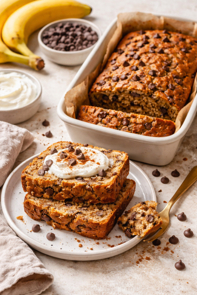 high protein banana bread bake