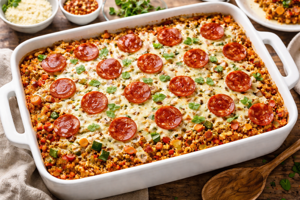pepperoni pizza quinoa casserole