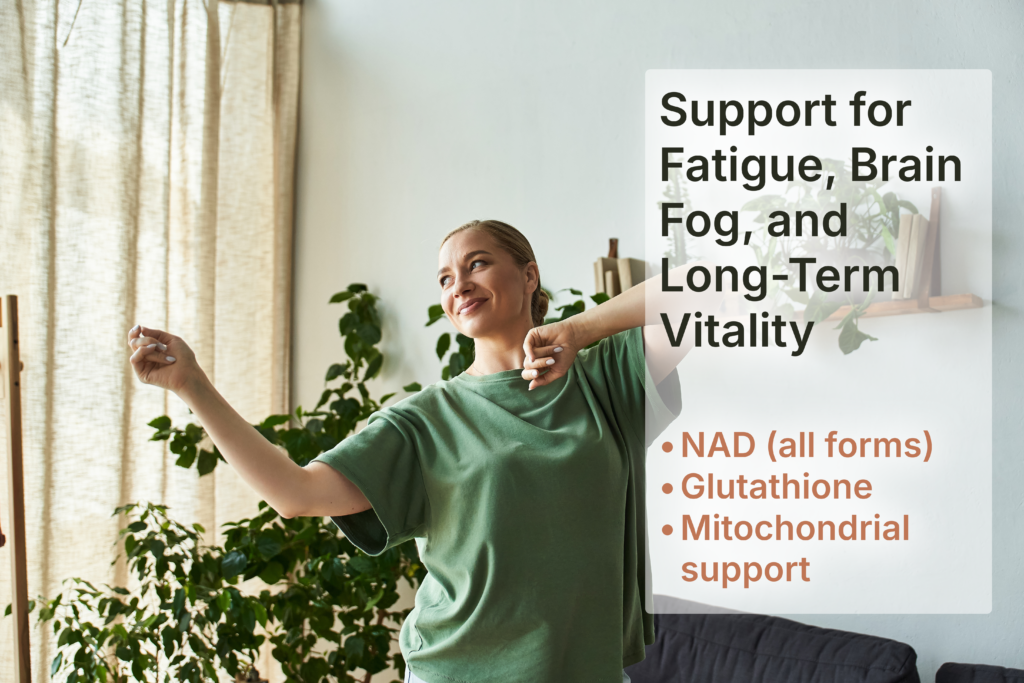 woman dancing celebrating energy and longevity freedom from brain fog and exhaustion