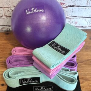NuBloom Fitness yoga ball and resistance bands