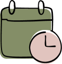 Clock and calendar infographic to show change takes time