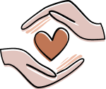 Infographic Two hands, one above the other, supporting a heart as caring weight loss doctors